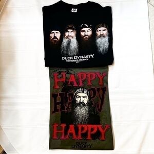 TWO Duck Dynasty XL T-shirts Happy Happy Happy The Beards Are Back NWOT‎